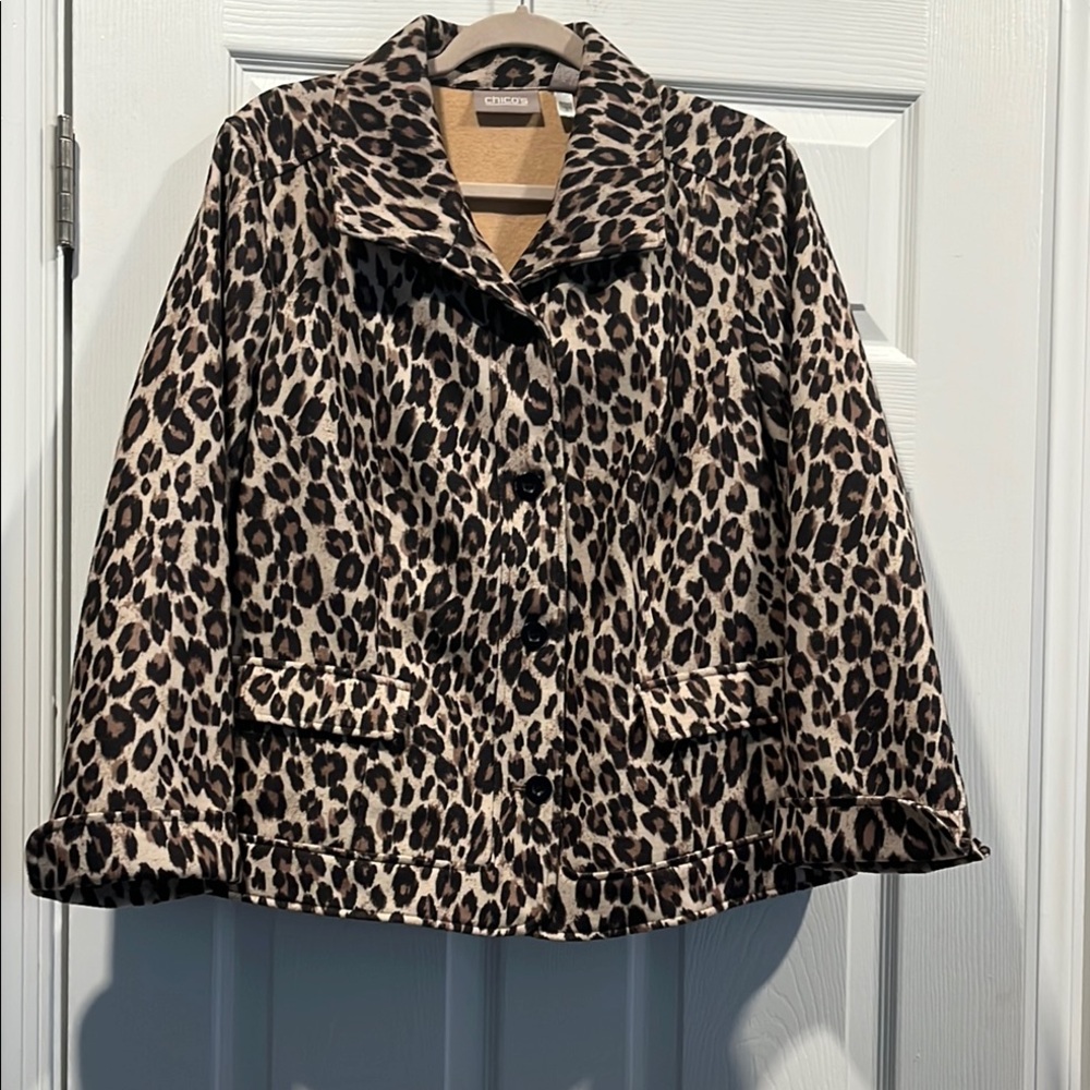 Chico's Leopard Print Blazer‎ Brown Black